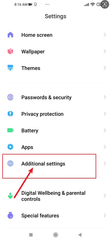 Additional settings